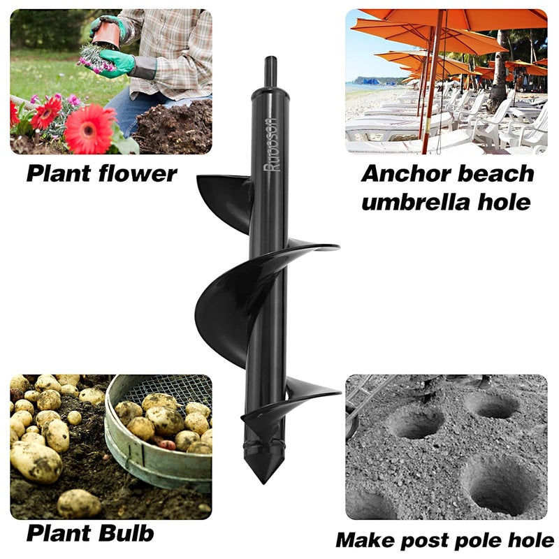 Ruooson Auger Drill Bit for Planting 3.7X11.8 in Garden AugerSpiral, Easy Planter Rapid Planter Plant for 3/8" Hex Drive <1Pcs>. (3.7x11.8 in) - Image 5